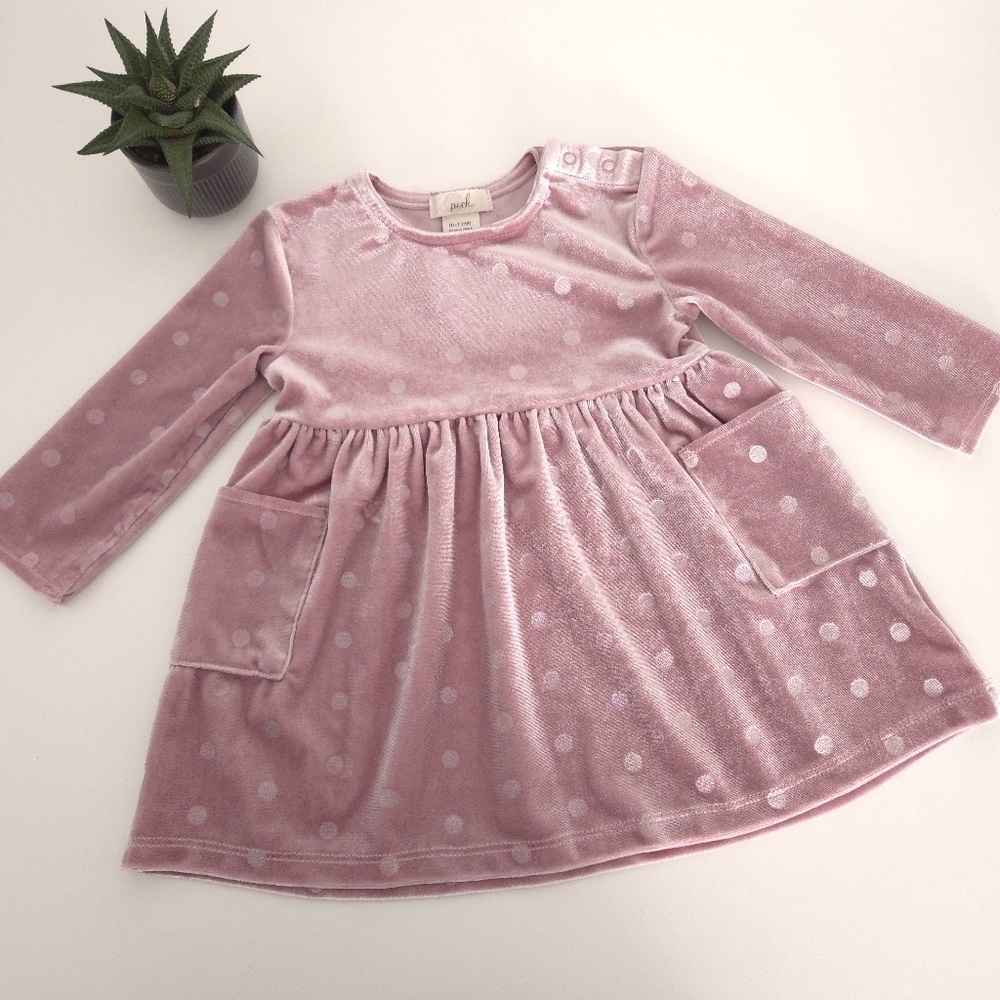 Peek Baby Velour Polka Dot Dress size 6-12 months